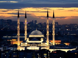 Noc, Turcja, Ankara, Meczet Kocatepe