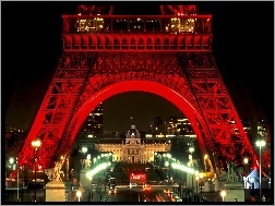 Noc, Wieża Eiffla, Paryż, Miasto