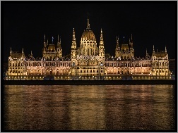 Noc, Budapeszt, Węgry, Parlament