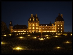 Noc, Chateau De Valencay, Zamek, Francja