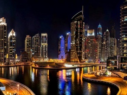 Nocą, Fragment, Chmur, Drapacze, Abu Dhabi