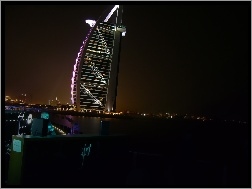 Nocą, Afryka, Burj Al Arab, Dubaj
