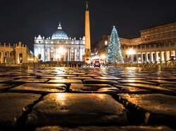 Miasto Nocą, Watykan, Rzym, Włochy, Bazylika św. Piotra