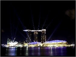 Nocą, Marina Bay Sands, Singapur, Panorama