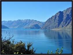 Nowa Zelandia, Roślinność, Góry, Jezioro, Hawea