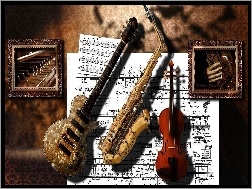 Muzyczne, Nuty, Instrumenty