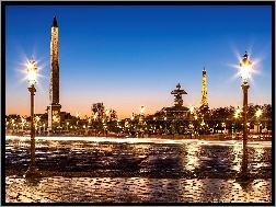 Wieża Eiffla, Plac de la Concorde, Francja, Paryż, Obelisk