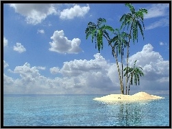 Ocean, Palmy, Wyspa, Bezludna, Błękitny