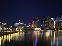 Odbicie, Nocą, Singapur, Morze