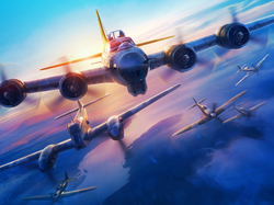 Chmury, Gra, World of Warplanes, Niebo, Samoloty