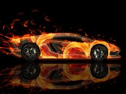 Ogień, Odbicie, Lamborghini Aventador, Grafika