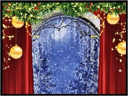 Okno, Bombki, Święta, Zimowe
