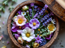 Lawenda, Okrągłe, Drewniane, Kwiaty, Pudełko