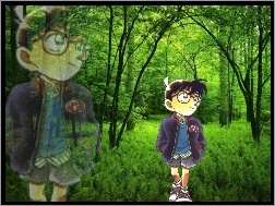 okulary, postać, Detective Conan, las