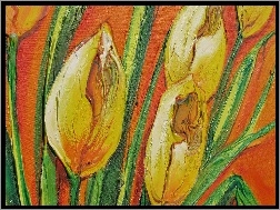 Olejny, Tulipany, Żółte, Obraz