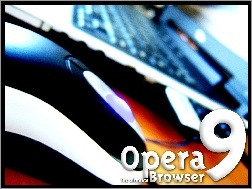 Opera, klawiatura, laptop, myszka