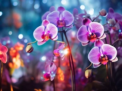 Światło, Orchidea, Kwiaty, Grafika, Storczyki
