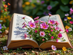 Kwiaty, Otwarta, Książka, AI, Różowe