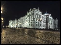 Pałac królewski, Madryt, Hiszpania, Noc