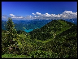 Panorama, Jezioro, Niemcy, Alpy Bawarskie, Las