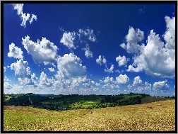 Panorama, Pola, Farmy, Chmury