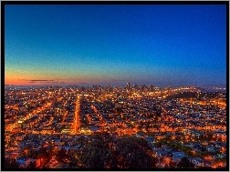 Panorama, Miasto, San Francisco, Noc