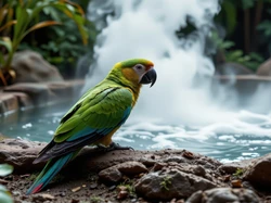 Oczko wodne, Zielona, Papuga, Kamienie, Ara