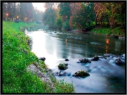 Oświetlenie, Park, Rzeka