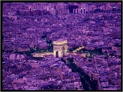 Wieczór, Paryż, Francja, Łuk Triumfalny