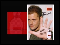 perfumy, dłoń, mężczyzna, Hugo Boss, flakon