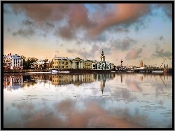 Sankt Petersburg, Panorama, Miasta, Rzeka, Rosja, Newa