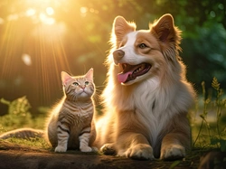 Kot, Pies, Promienie słońca, 2D