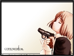 pistolet, rękawiczki, Gunslinger Girl, kobieta