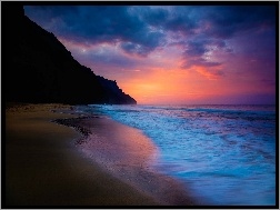 Plaża, Zachód Słońca, Morze