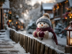 Bałwan, Płot, Latarenka, Grafika AI