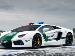 Policyjny, Droga, Lamborghini, Samochód