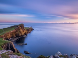 Półwysep Duirinish, Wybrzeże, Klif, Skały, Wyspa Skye, Szkocja, Latarnia morska, Morze Szkockie, Neist Point Lighthouse
