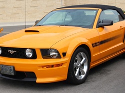 Pomarańczowy, Mustang GT, Ford, Samochód, Kabriolet