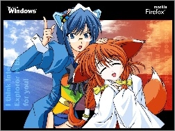 postać, lis, kobieta, FireFox, manga