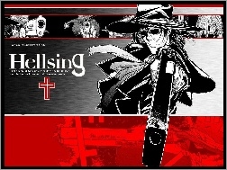 postać, krzyż, Hellsing, pistolet