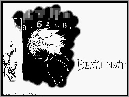 postać, cyfry, krzak, Death Note, napis