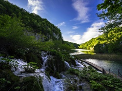 Potok, Park Narodowy Plitvice, Chorwacja, Jeziora