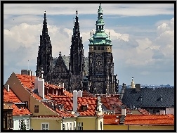 Chmury, Praga, Dachy, Św. Witta, Katedra, Czechy, Domy
