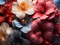 Kolorowe, Kwiaty, Hibiskusy, Pręciki