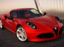 Przód, Czerwona, Alfa Romeo 4C