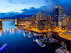 Przystań, Most, Vancouver, Kanada, Jachty