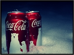 Śnieg, Coca, Puszki, Cola