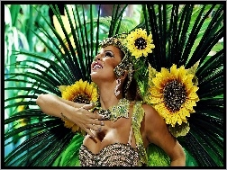 W Rio, Strój, Karnawałowy, Piękna, Karnawał, Brazylijka