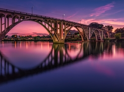 Stan Alabama, Rzeka Coosa River, Odbicie, Gadsden, Stany Zjednoczone, Most Coosa River Memorial Bridge