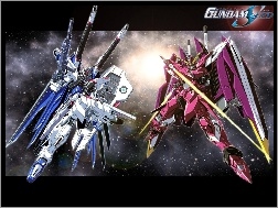 roboty, logo, napis, Gundam Seed, kosmos